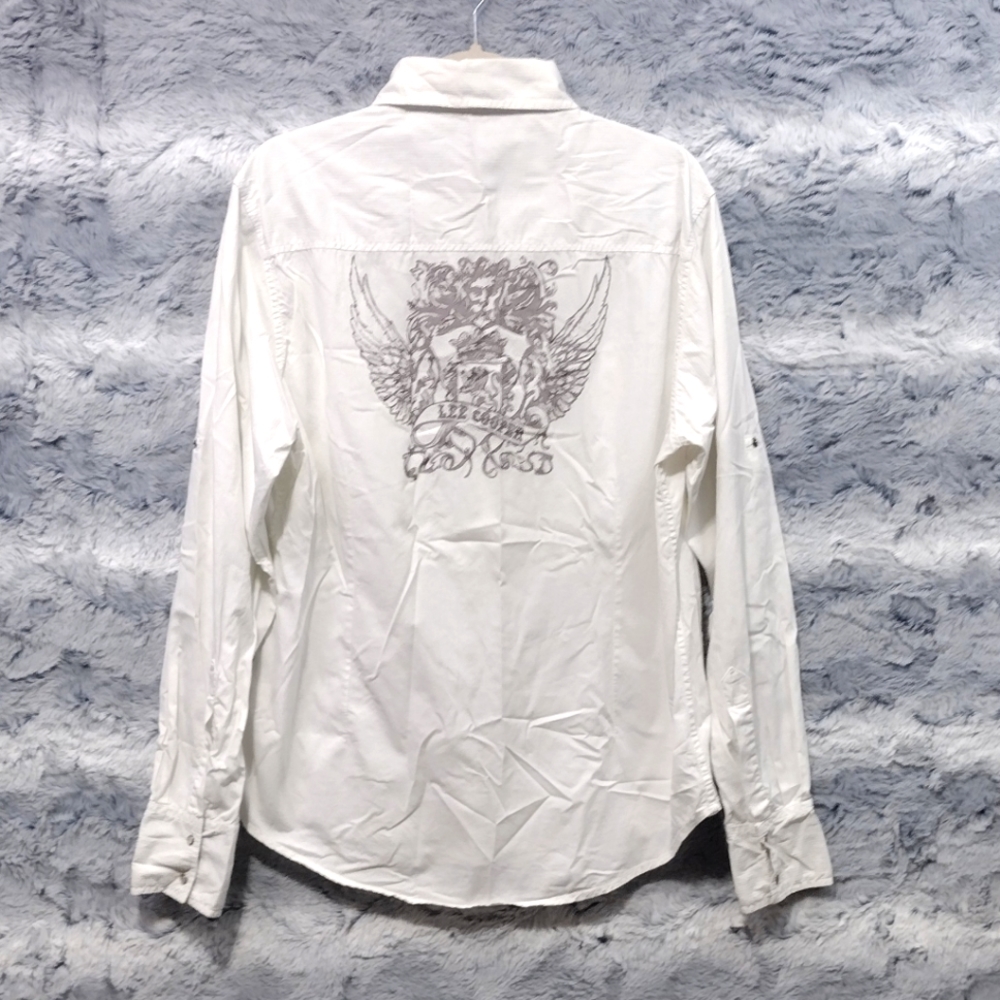 Lee Cooper True British Craft Shirt Mens XL Graphic Pearl Button Retro 90s Y2K